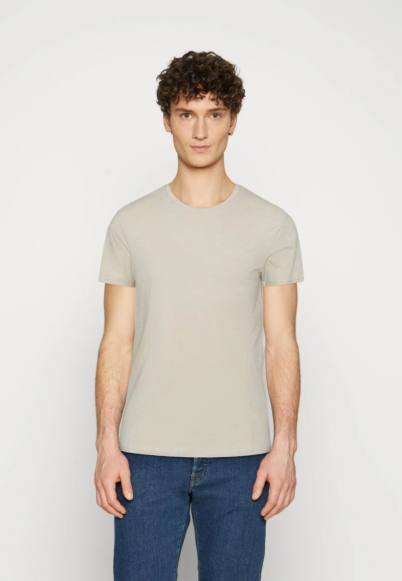 Pier One 3 PACK - Camiseta Básica - Brown/beige/light Blue, Hombre