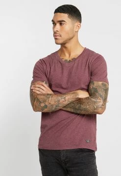 Pier One Camiseta Básica - Mottled Bordeaux, Hombre