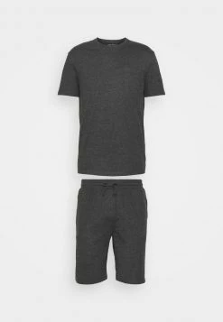 Pier One SET - Pijama - Mottled Dark Grey, Hombre