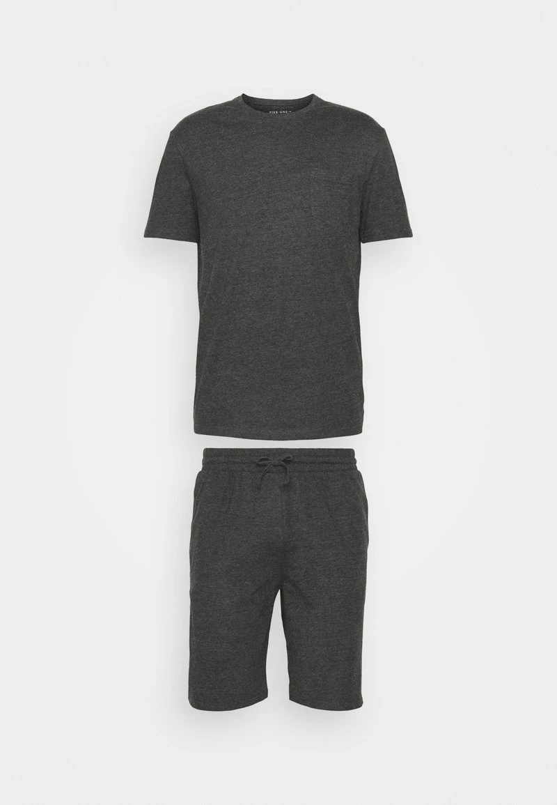Pier One SET - Pijama - Mottled Dark Grey, Hombre
