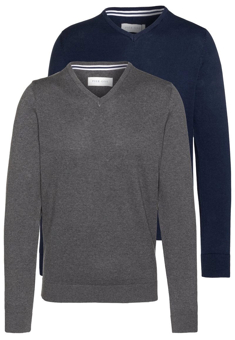 Pier One Hombre 2PACK - Jersey De Punto - Dark Blue - Imagen 4