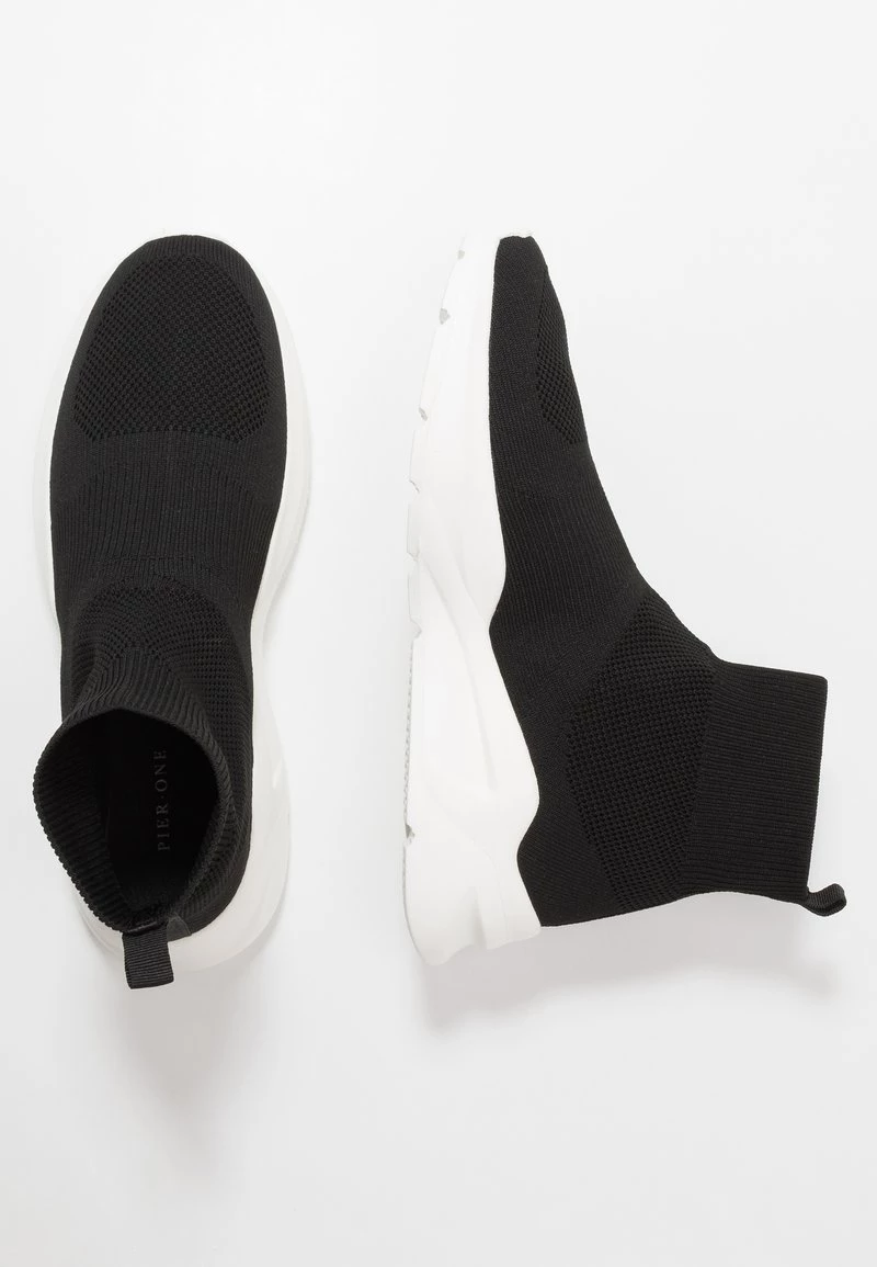 Pier One Hombre Zapatillas Altas - Black/white - Imagen 2