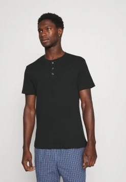 Pier One Hombre LOUNGE HENLEY TEE - Camiseta De Pijama - Black