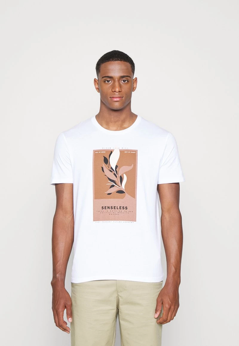 Pier One Hombre LEAF PRINT GRAPHIC T-SHIRT - Camiseta Estampada - White - Imagen 3