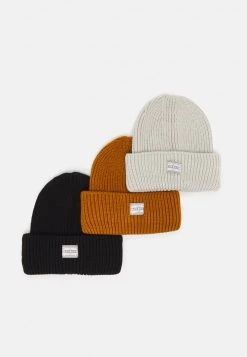 Pier One Unisexo 3 PACK UNISEX - Gorro - Black/off White/brown