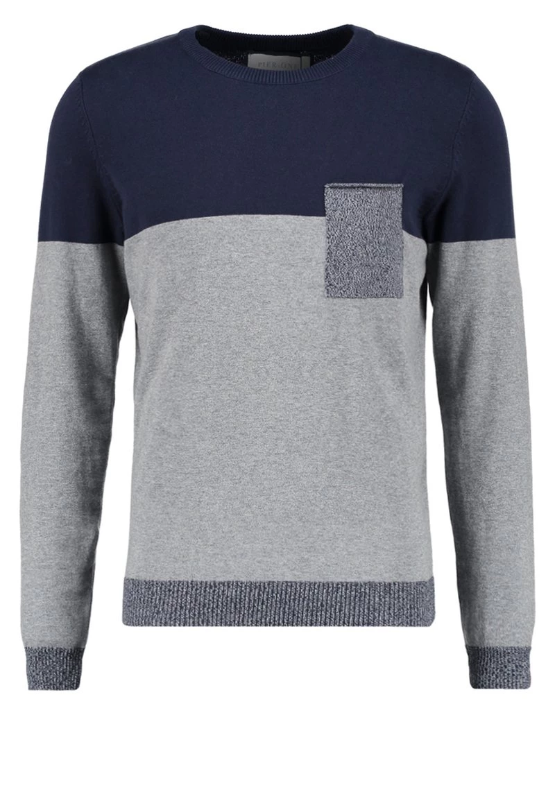Pier One Jersey De Punto - Mottled Grey/dark Blue, Hombre - Imagen 4