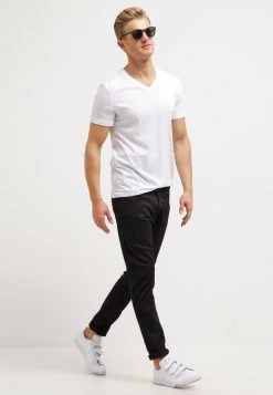 Pier One 2 PACK - Camiseta Básica - White/black, Hombre