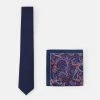 Pier One Hombre SET - Corbata - Dark Blue/bordeaux