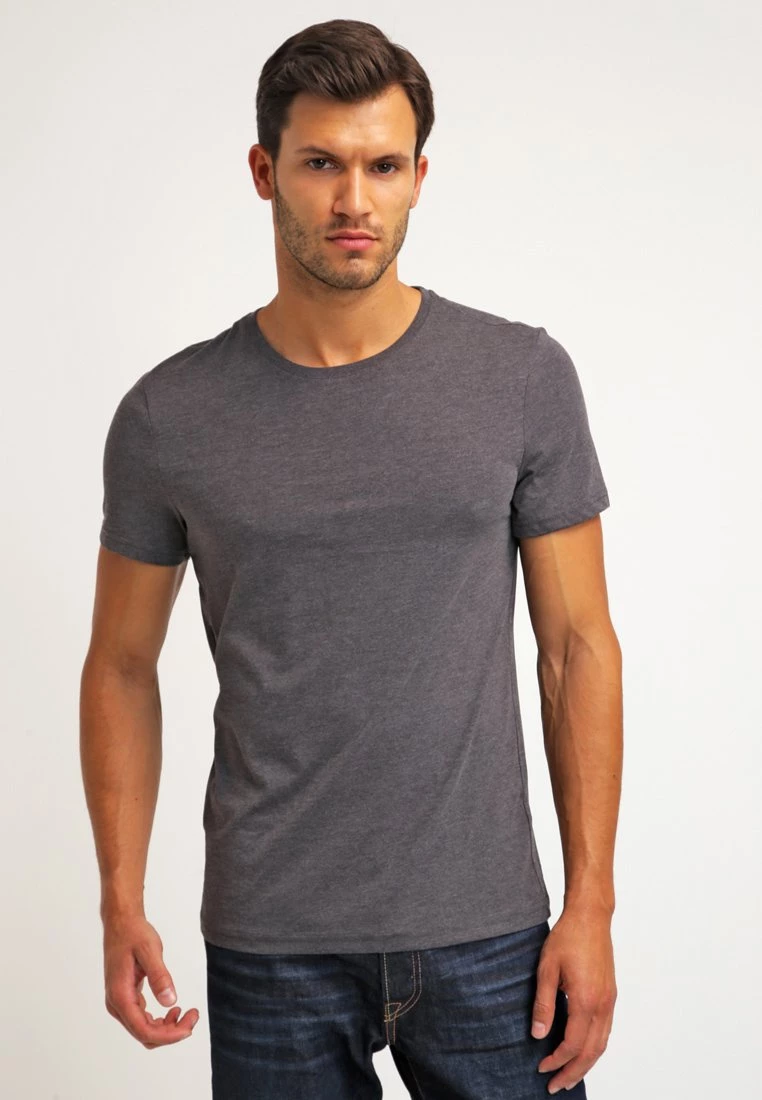Pier One Hombre 2 PACK - Camiseta Básica - Dark Grey Melange - Imagen 3