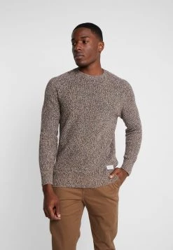 Pier One Hombre MULTICOLOUR HALF CARDIGAN JUMPER - Jersey De Punto - Mottled Dark Yellow