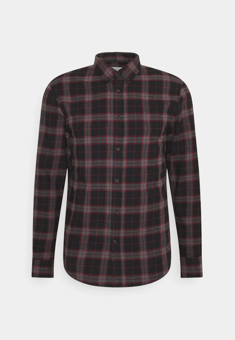 Pier One Hombre Camisa - Mottled Dark Grey / Bordeaux