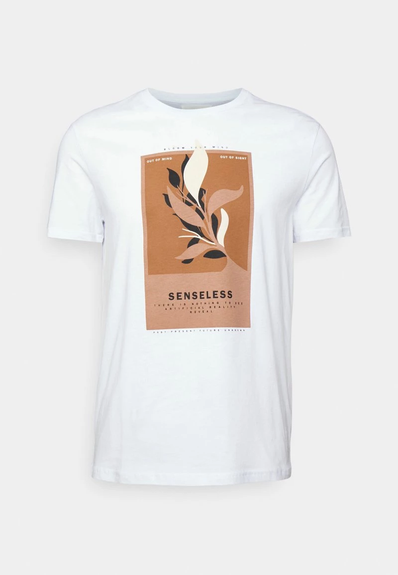 Pier One Hombre LEAF PRINT GRAPHIC T-SHIRT - Camiseta Estampada - White - Imagen 7