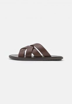 Pier One Hombre LEATHER - Sandalias Planas - Brown