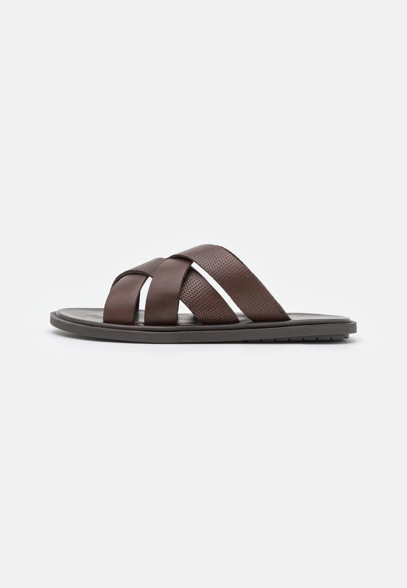 Pier One Hombre LEATHER - Sandalias Planas - Brown