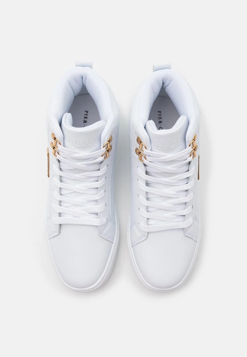 Pier One Unisexo Zapatillas Altas - White/gold-coloured - Imagen 4