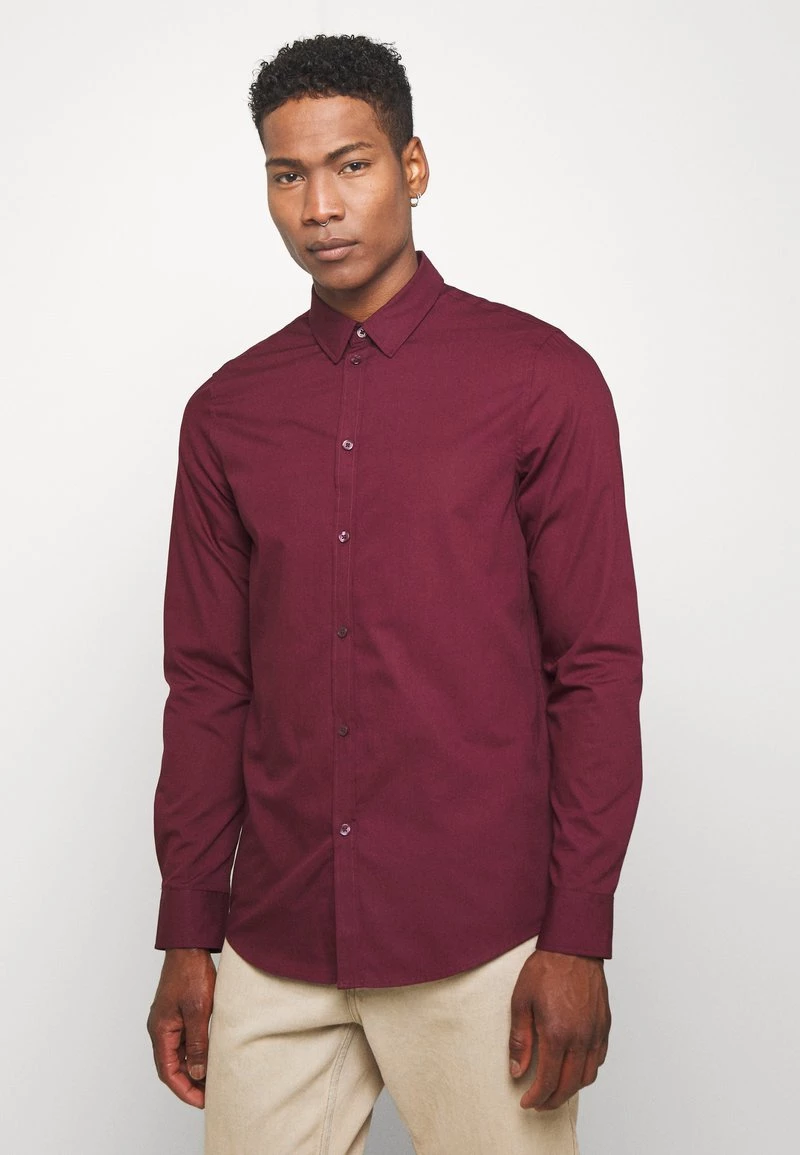 Pier One Camisa Elegante - Bordeaux, Hombre