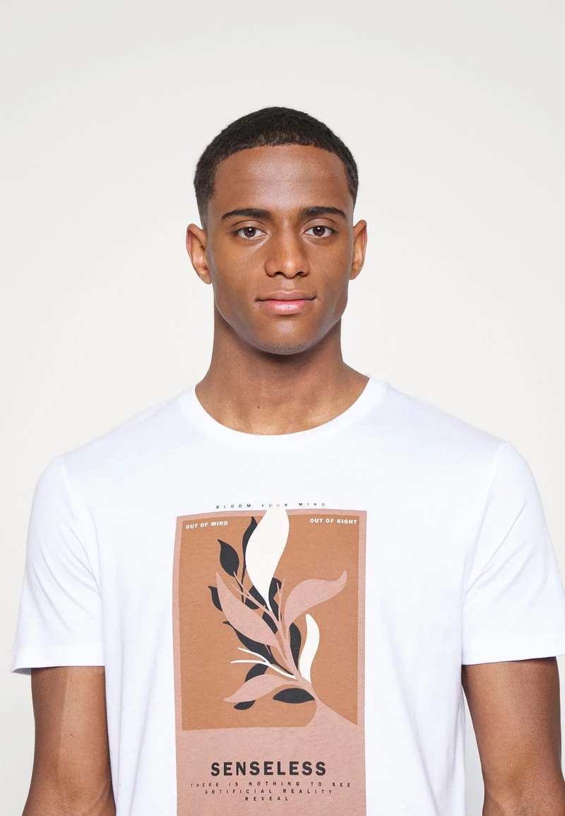 Pier One Hombre LEAF PRINT GRAPHIC T-SHIRT - Camiseta Estampada - White - Imagen 6