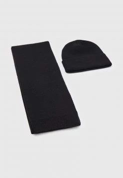 Pier One Unisexo SET UNISEX - Bufanda - Black