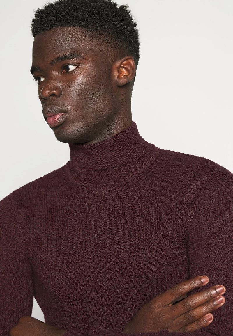 Pier One MUSCLE FIT TURTLE - Jersey De Punto - Mottled Bordeaux, Hombre - Imagen 4