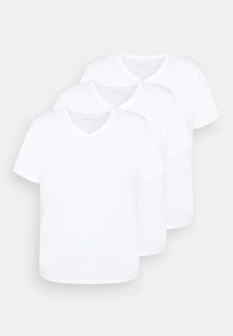 Pier One Hombre 3 PACK - Camiseta Básica - White - Imagen 4