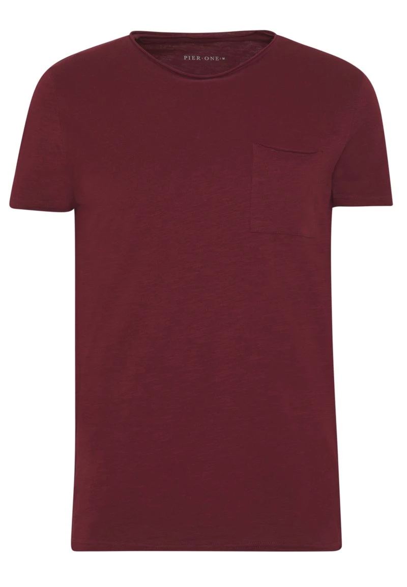 Pier One Hombre Camiseta Básica - Bordeaux - Imagen 4