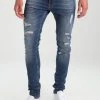 Pier One Hombre Vaqueros Pitillo - Dark Blue Denim