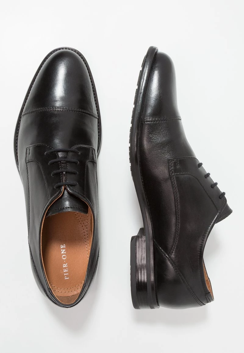 Pier One Hombre LEATHER - Zapatos Con Cordones - Black - Imagen 5