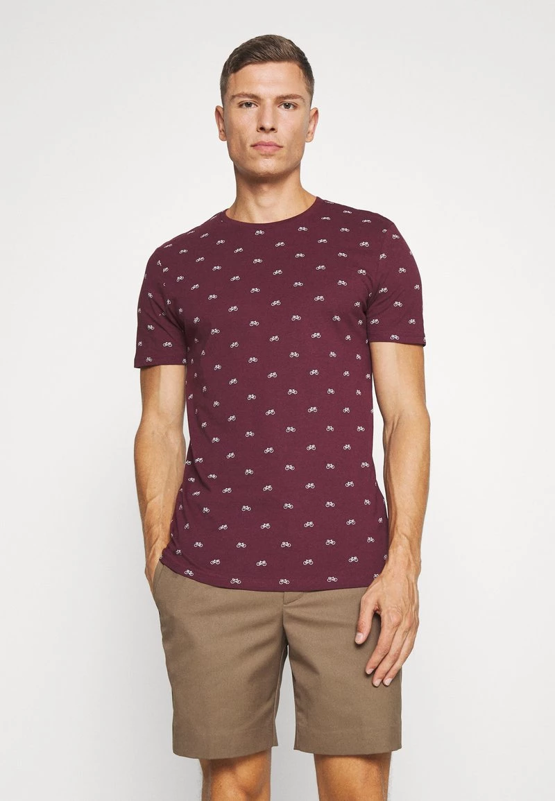 Pier One Hombre Camiseta Estampada - Bordeaux