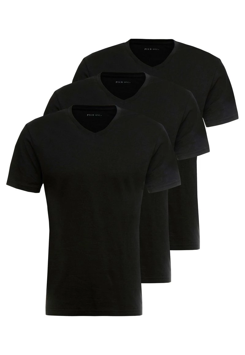 Pier One Hombre 3 PACK - Camiseta Básica - Black - Imagen 4