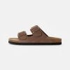 Pier One Unisexo LEATHER UNISEX - Sandalias Planas - Stone