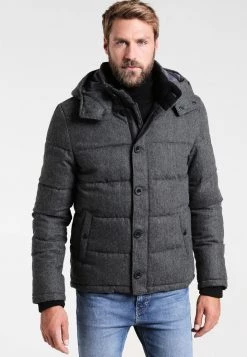 Pier One Hombre HOODED - Chaqueta De Invierno - Grey Melange