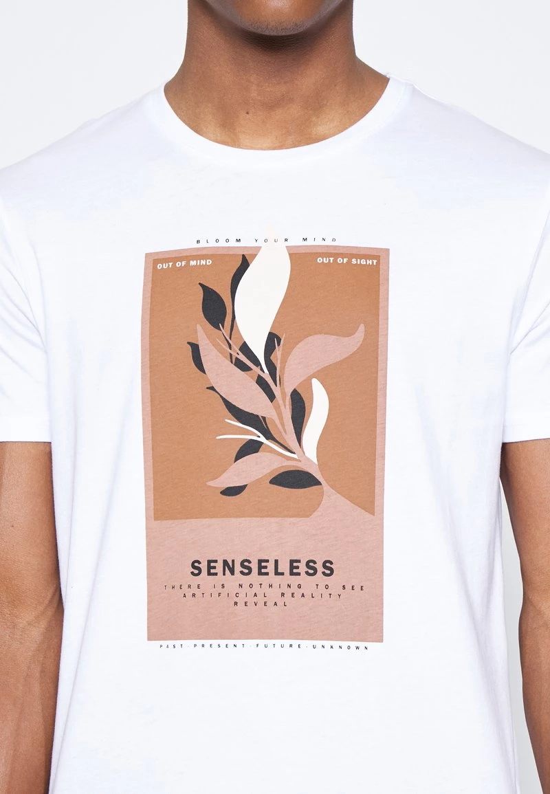 Pier One Hombre LEAF PRINT GRAPHIC T-SHIRT - Camiseta Estampada - White - Imagen 8