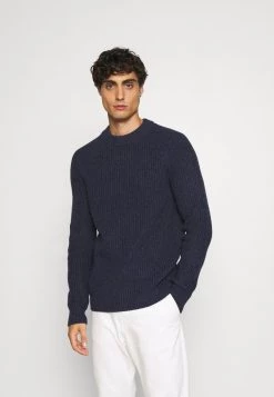 Pier One CHUNKY MOCKNECK JUMPER - Jersey De Punto - Dark Blue, Hombre