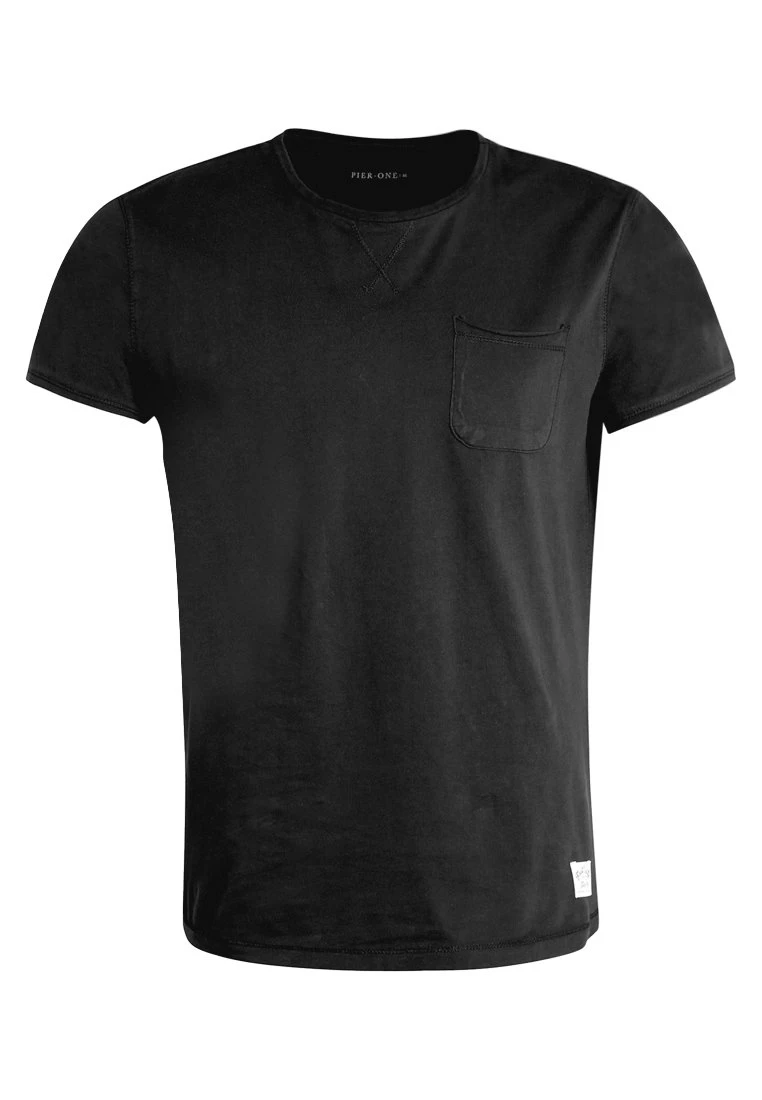 Pier One Hombre Camiseta Básica - Black - Imagen 6