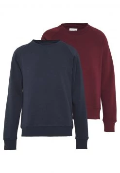 Pier One Hombre 2er Pack CREW NECK - Sudadera - Dark Blue/bordeaux