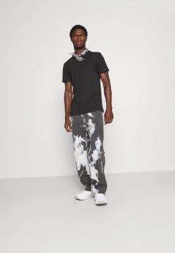 Pier One Hombre 3 PACK - Camiseta Básica - Black/mottled Dark Grey/bordeaux