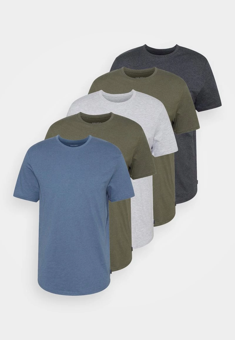 Pier One Hombre 5 PACK - Camiseta Básica - Mottled Brown/mottled Light Grey/mottled Dark Grey - Imagen 7