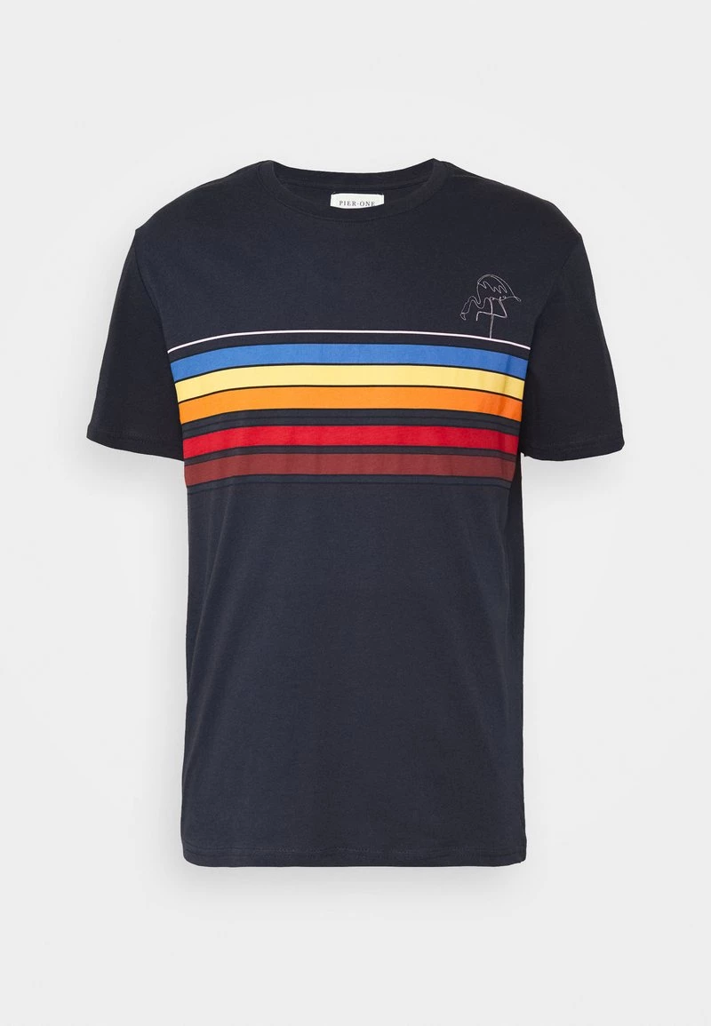 Pier One Hombre Camiseta Estampada - Dark Blue - Imagen 4