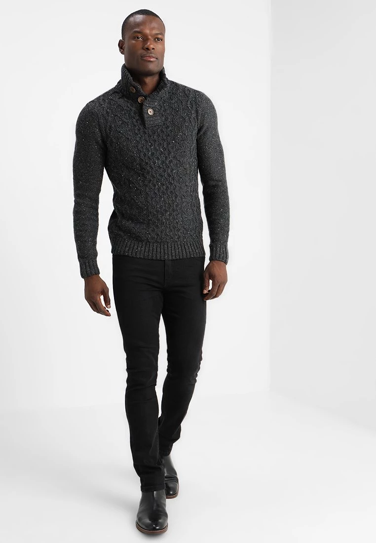 Pier One Hombre Jersey De Punto - Mottled Dark Grey - Imagen 2